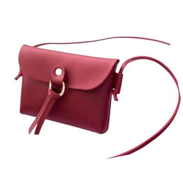Imagem de Bolsa tiracolo pequena para mulheres de cor sólida PU bolsa de celular transversal feminina bolsa de telefone bolsa de ombro, Vermelho, Medium