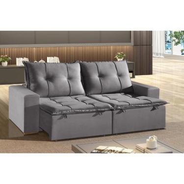 Imagem de Sofá Retrátil e Reclinável 3 Lugares com Molas 200cm Veludo Safira - E