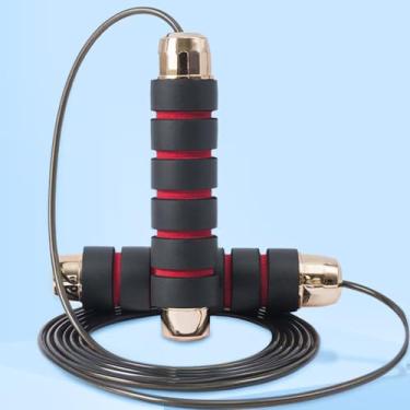 Imagem de Corda de salto de velocidade rápida sem emaranhamento com rolamentos de esferas: cabo de aço ajustável e alças de espuma para fitness, treino em casa