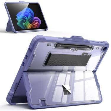 Imagem de MoKo Capa para Microsoft Surface Pro 12 polegadas 2025, capa protetora transparente resistente multifuncional com suporte multiângulo, suporte para caneta e alça de mão, compatível com teclado tipo