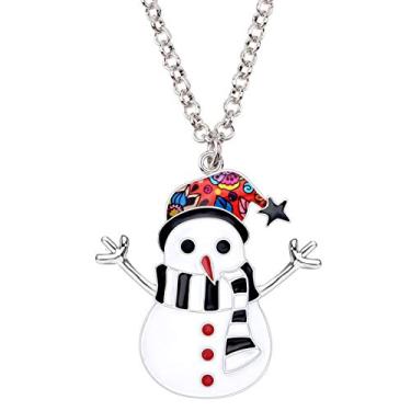 Imagem de DOWAY Chapéu de liga de esmalte cachecol boneco de neve colar pingente corrente charme joias para mulheres meninas crianças presente, esmalte, Arenito