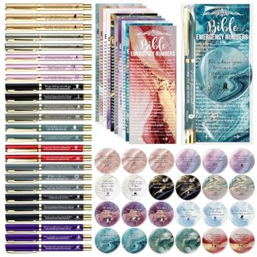 Imagem de Sayglossy 50 conjuntos de canetas de gel de Natal para mulheres, presentes cristãos, versículos bíblicos, religiosos, compactos, marcadores de livro de emergência para mãe, avó, filha, grupo de estudo