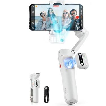Imagem de ho~hem iSteady V3 Estabilizador Celular, Gimbal de 3 Eixos para Celular, Rastreador Magnético com AI, Haste Extensível e tripé Integrados,Luz de Preenchimento Magnética,Branco