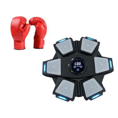 Imagem de Dynwave Máquina de boxe inteligente, alvo de parede, almofada de socos, equipamento de boxe montado na parede, foco no treinamento, alvo de parede de boxe, Pretobrancoadultoluva