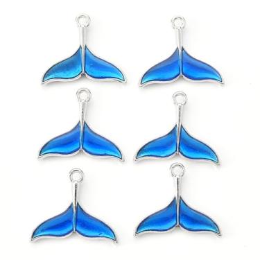 Imagem de DanLingJewelry Pingente de cauda de peixe azul, 100 peças, baleia, golfinho, sereia, rabo de peixe, animais do oceano, esmaltados, pingentes para fazer pulseiras faça você mesmo