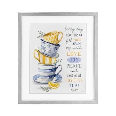 Imagem de Stupell Industries Fill Your Own Cup Tea Black Impressão emoldurada sob vidro, design de Elizabeth Tyndall, 40,6 x 33,5 cm
