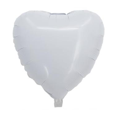 Imagem de BALAO METALIZADO CORACAO C/CANUDO BRANCO 18 "