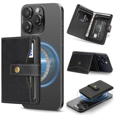 Imagem de NINKI Mag-Safe Carteira para iPhone leve, magnética, suporte magnético de couro, suporte destacável para 4 cartões para iPhone 17 16 15 14 13 12 séries, para Google Pixelsnap, Pixel 10 9 8 7 - preto
