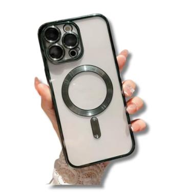 Imagem de Capinha Magnética capa iPhone 12 13 14 15 16 Pro Promax silicone anti-impacto (verde, iPhone 14 Pro)