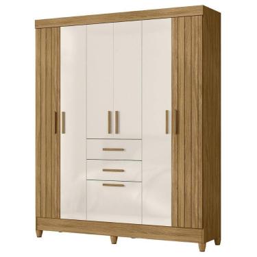 Imagem de Guarda Roupa Malta Quarto Casal Com 6 Portas E 2 Gavetas Freijo-off White
