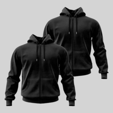 Imagem de Kit 3 Moletom Canguru Blusa De Frio Liso Flanelado Agasalho Zíper Fron