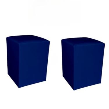 Imagem de Kit 2 Puff Banqueta Quadrado Macio Decorativo Fofo para DecoraçãO de Interiores com Enchimento Macio (AZUL MARFIN)
