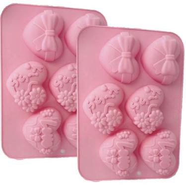 Imagem de Molde de silicone para coração, 2 pacotes de formas de brownie de muffin de dia dos namorados para assar, molde de gelatina para bombas de chocolate quente, vela de cubo de gelo