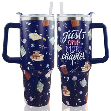 Imagem de ZNYYZYBA Copo para amantes de livros - presentes para amantes de livros, leitores, leitores ávidos no aniversário e no Natal, copo de 1,134 g com alça e canudo e tampa à prova de vazamento, caneca