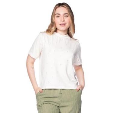 Imagem de T-Shirt Feminina Olho Fatal Gola Alta Strass Off White-Feminino