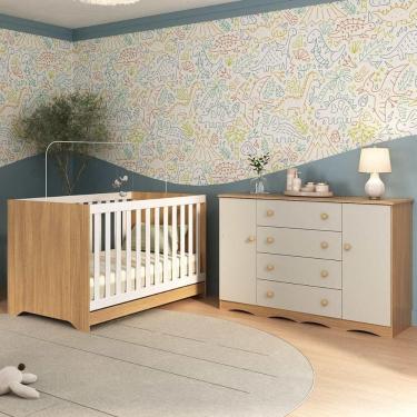 Imagem de Berço Americano 3 em 1 com Cômoda 2 Portas 4 Gavetas Realeza Multimóveis MP4693