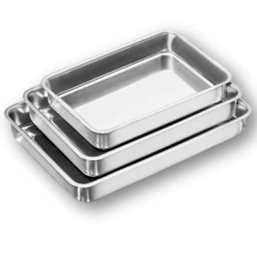 Imagem de Jogo De Assadeira Forma de Bolo Retangular Com 3 Peças - Padrão Tabuleiro Forma Para Biscoito, Forma de Rocombole - 35/31/27cm, Perfeito para Festas e Reuniões Familiares