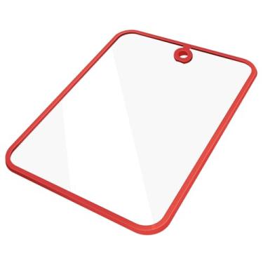 Imagem de Kimiditt Tábua de corte de vidro, tábua de corte de vidro temperado para bancada de cozinha, tábua de cortar com bordas antiderrapantes, orifício para pendurar, resistente a arranhões, resistente ao