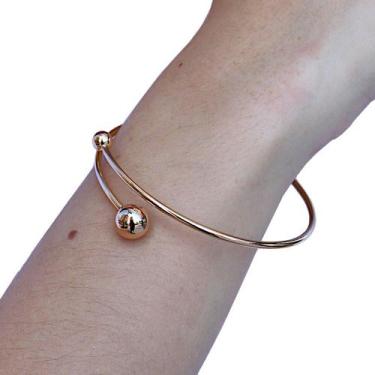 Imagem de Bracelete Pulseira Lisa Bola Rígida Regulavel Dourado - La&Ny, Dourado