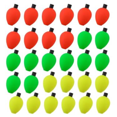 Imagem de 30 peças boias de pesca flutuantes indicadores de ataque de espuma, boias flutuantes de pesca com espuma, boia de pesca com mosca, indicadores flutuantes para truta, peixe-gato, água doce e salgada