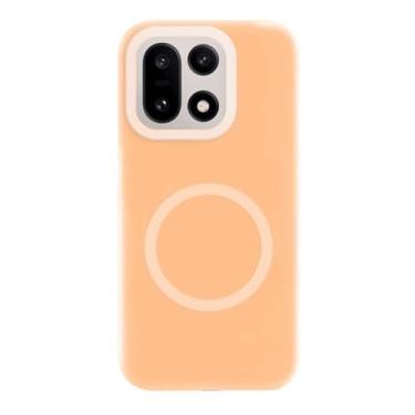 Imagem de LTLMYDAM Capa fina para OnePlus 15, capa à prova de choque de silicone fosco com sucção magnética, borda macia, laranja, 15