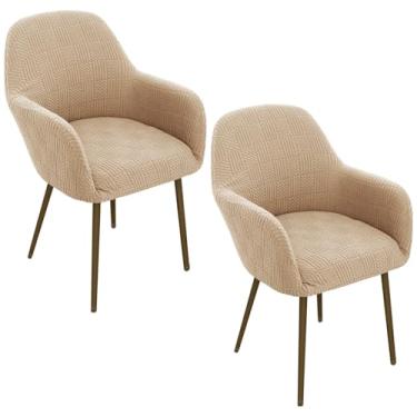 Imagem de Eco-Ancheng Capas de cadeira, costas curvadas, para cadeiras de jantar, com destaque, capas de poltrona, jacquard, giratória, 2 peças, capa para cadeira de escritório, sala de estar, vaidade, quarto