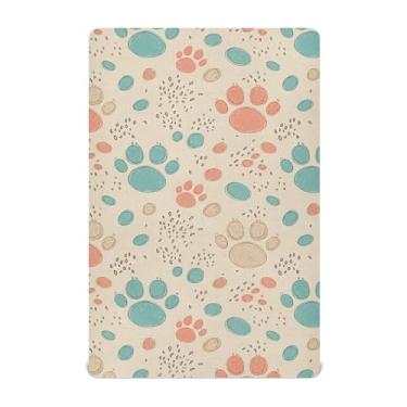 Imagem de SEHANY Lençol de berço fofo com estampa de pata de cachorro para meninos e meninas, macio, respirável, elástico, lençol com elástico padrão para bebês de 68 x 99 cm