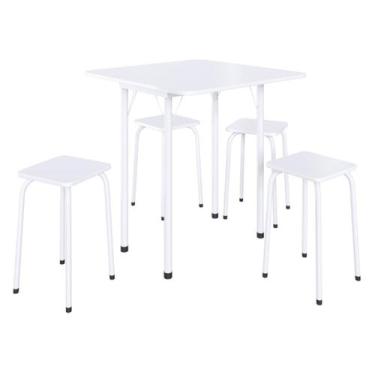 Imagem de Conjunto Mesa Dobrável 4 Banquetas Asti 100 Bonavita, Branco