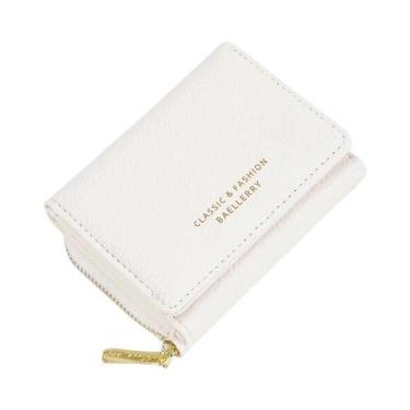 Imagem de Carteira Feminina Slim Tri-Fold Em Couro Premium Com Padrão Lychee, 6 