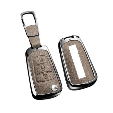 Imagem de Capa de liga para chave de carro, compatível com Great Wall Haval Hover Wingle 5 6 H3 H5 H6 H1 H3 C30 C50 M4 3 botões, bolsa protetora, chaveiro(C 2-1 Brown)