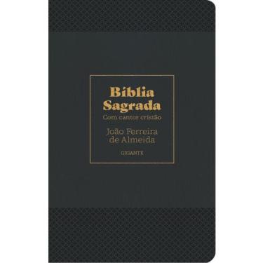 Imagem de Bíblia RC Letra Grande com Cantor Cristão Luxo Preta  Almeida Revista 