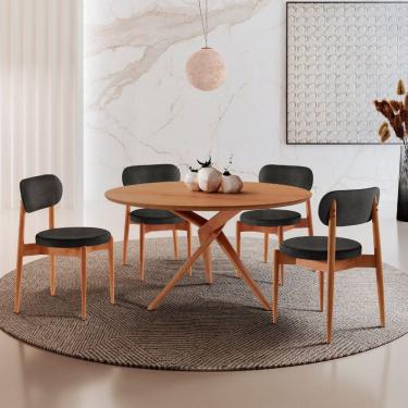 Imagem de Sala de Jantar Mesa Ballare 120cm Tampo Redondo com 4 Cadeiras Ballare Soft