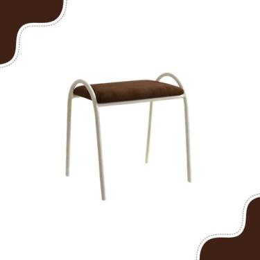 Imagem de Banquinho De Aço E Suede Banqueta Mavie Cor:Marrom - Loja Béle, Marrom