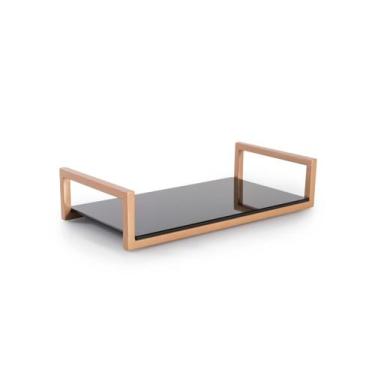 Imagem de Bandeja Decorativa Frame 27cm Vidro e Aço Suporte P/ Objetos - Forma, 
