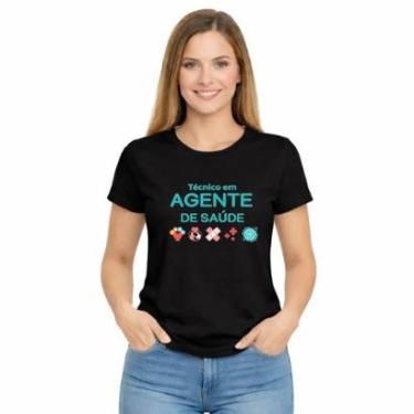 Imagem de Camiseta Feminina Agente de Saúde Slim Básica Manga Curta Moda Casual-Feminino