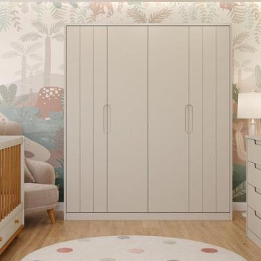 Imagem de Guarda Roupa de Bebê 4 Portas 4 Gavetas Mel Off White Expresso Móveis 