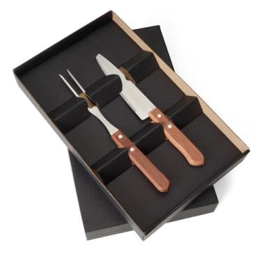 Imagem de Kit Churrasco 3 Peças Em Inox Com Cabo Madeira - ARN