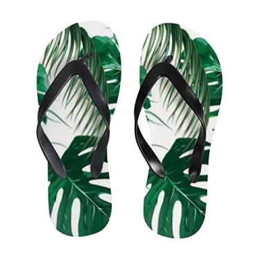 Imagem de Chinelo feminino de verão sandália de praia fina com folha de selva de palmeira tropical para homens sandálias de verão estilo chinelos de viagem, Multicor, 4-5 Narrow Women/3-4 Narrow Men