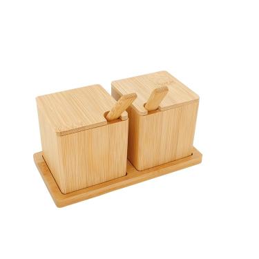 Imagem de Kit Porta Condimentos Temperos Sal 2 Potes Bambu Ecokitchen