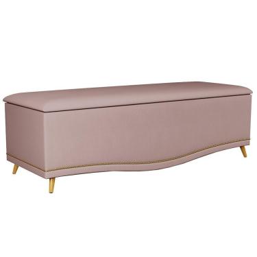 Imagem de Calçadeira Baú Casal 140cm Imperial J02 Suede Rosê