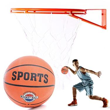 Imagem de Kit Aro Cesta De Basquete Aço Carbono 45cm Diametro + Rede 4mm Chuá + Bola 7 Oficial Premium