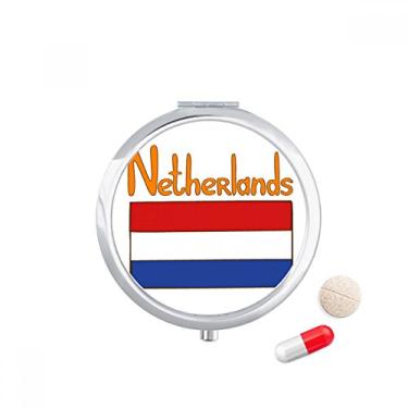 Imagem de Caixa de comprimidos com estampa de bandeira nacional da Holanda, caixa de armazenamento de medicamentos, dispensador de recipiente