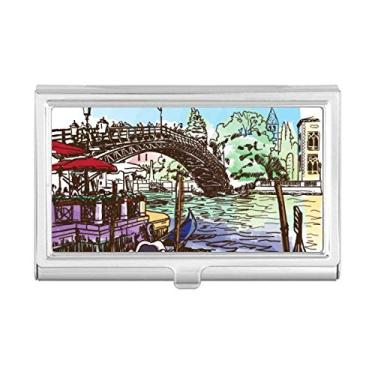 Imagem de Carteira de bolso com porta-cartões de visita em aquarela Italy Venice Landmark