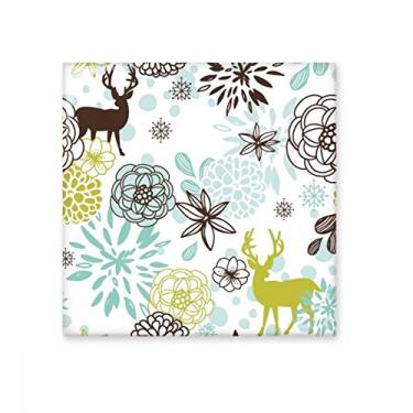 Imagem de Decoração de veado flor Natal animal cerâmica azulejo brilhante decalque pedra adornada tijolo vitrificado