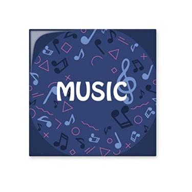 Imagem de Nota musical em formato redondo Azulejo de cerâmica azul escuro brilhante Decalque de pedra adornada tijolo vitrificado