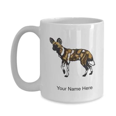 Imagem de Caneca personalizada africano-selvagem, xícara de café africano-selvagem, ideia de presente de cachorro selvagem africano, copo personalizado de cachorro selvagem - caneca de café de 445 ml
