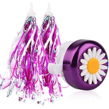 Imagem de U-LIAN Kids Bike Bell and Streamers for Girls-1 pacote de sinos de bicicleta de flor com 2 unidades de guidão, flâmulas para acessórios de bicicleta infantil