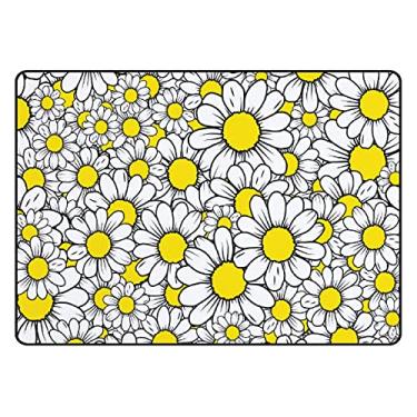 Imagem de Tapete de área macia floral amarelo com margaridas brancas tapete antiderrapante para sala de estar, quarto, sala de jantar, entrada de sala de aula, 50,8 x 78,7 cm