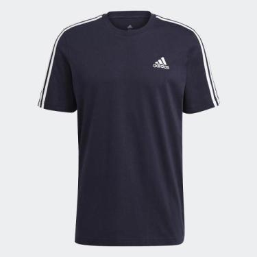 Imagem de Camiseta Adidas Essentials 3 Stripes - Marinho