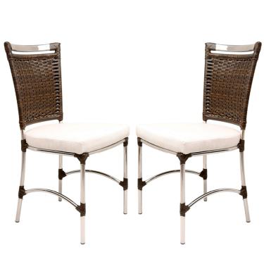 Imagem de 2 Cadeiras de Jantar jk em Alumínio Para Cozinha, Área De Piscina, Edícula, Área Gourmet, Varanda - Pedra Ferro
